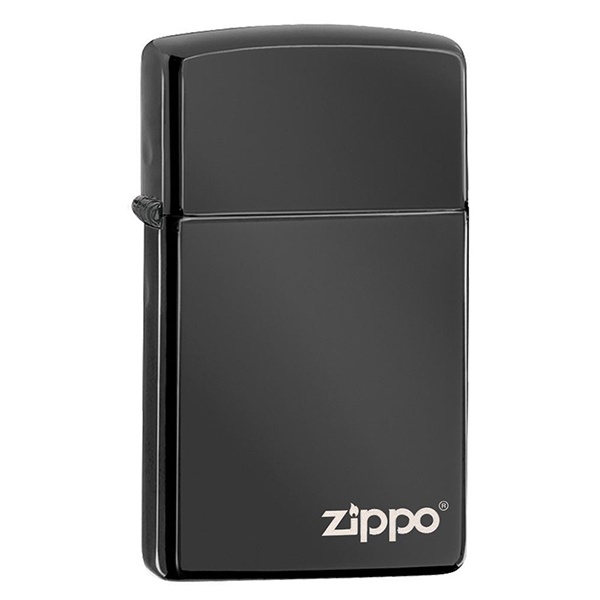 #28123ZL_Slim® High Polish Black Zippo Logo